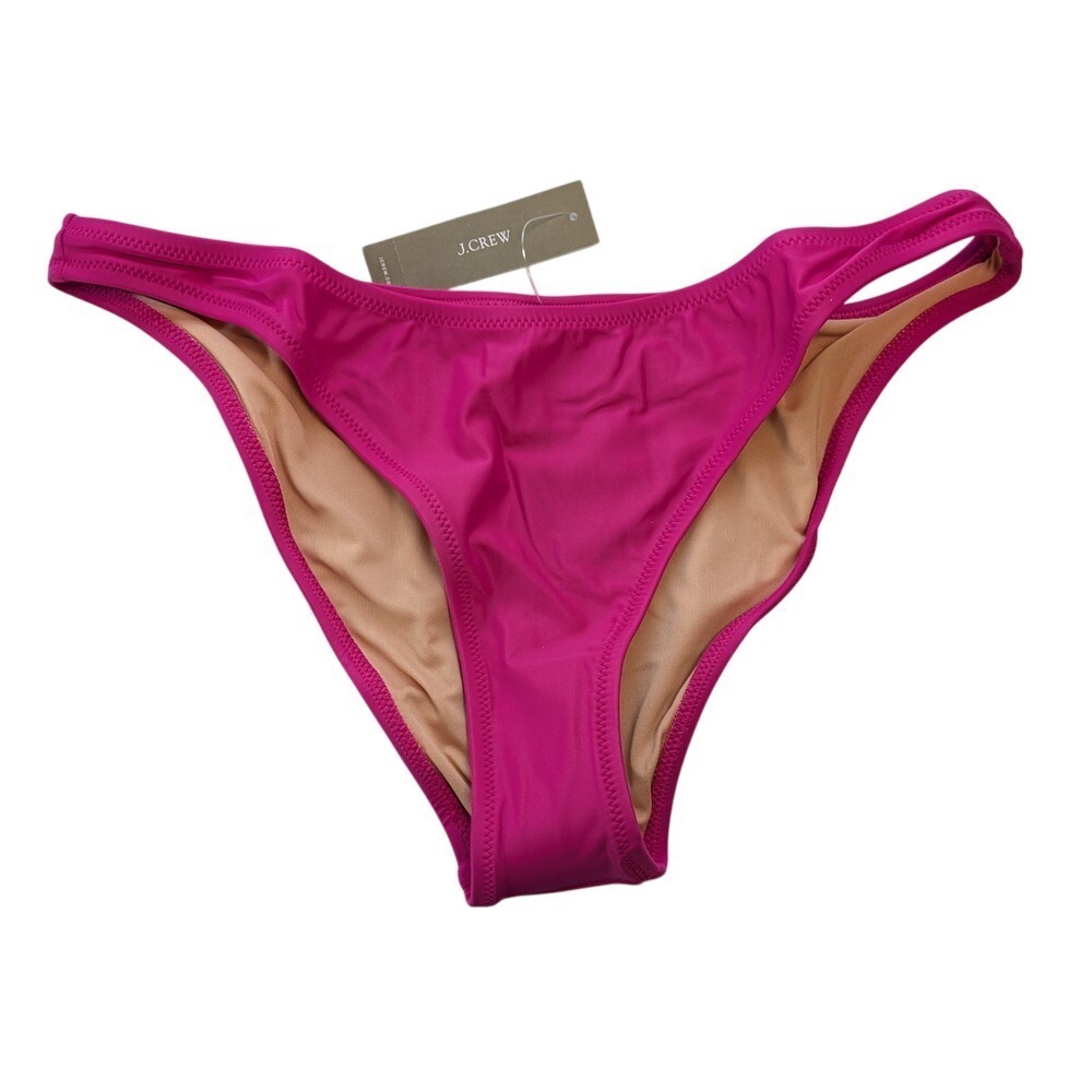 J.Crew 1989 High Leg Bikini Bottom Hot Pink Swim Beach Size M NWT BP209